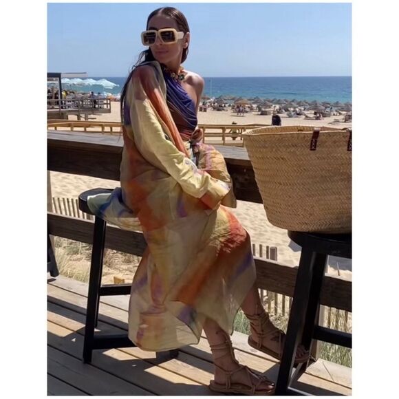 Zara 2 piece set of tie dye ramie shirt and wrap skirt - Picture 11 of 11